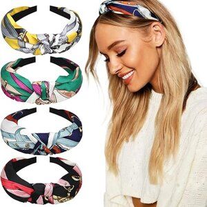 DRESHOW Boho Fashion Turban Headbands for Women Girls Flower Printed Plastic Hea